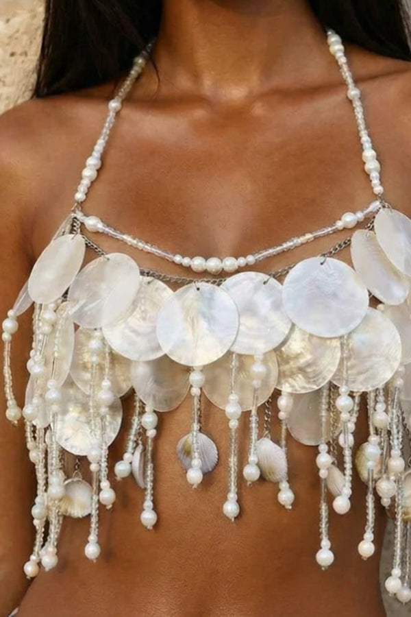 Sequin Bra Body Chain with Tassels