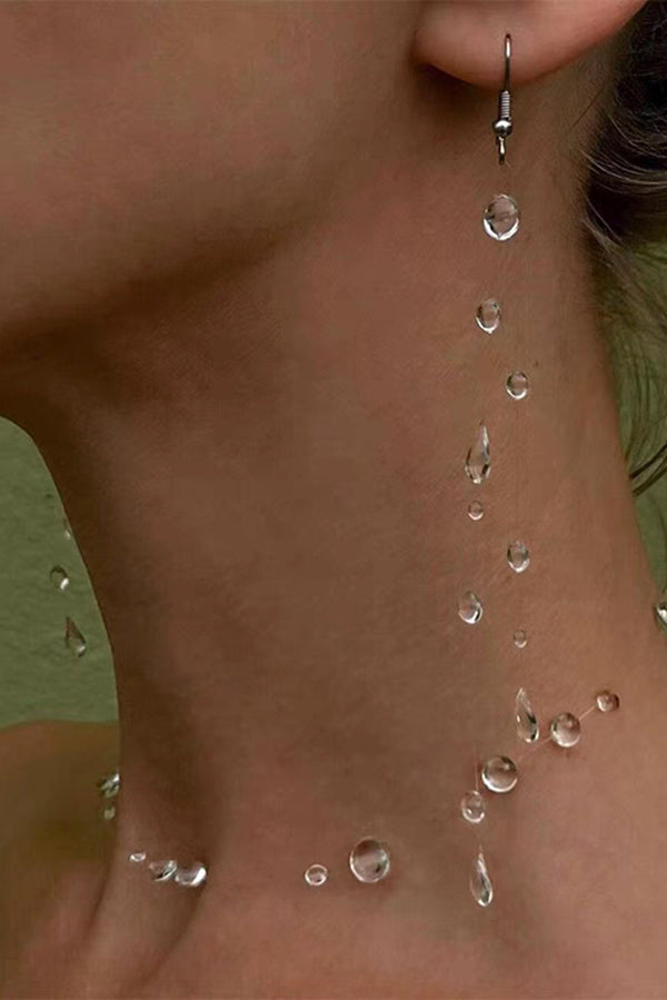 Clear Crystal Dewdrop Collarbone Necklace