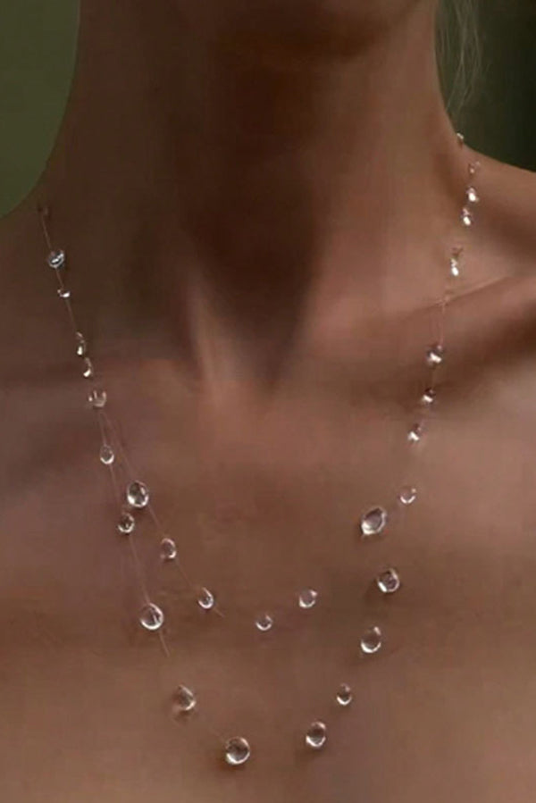 Clear Crystal Dewdrop Collarbone Necklace