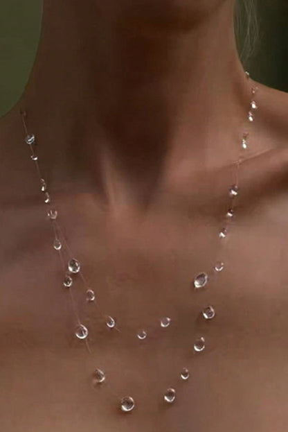 Clear Crystal Dewdrop Collarbone Necklace