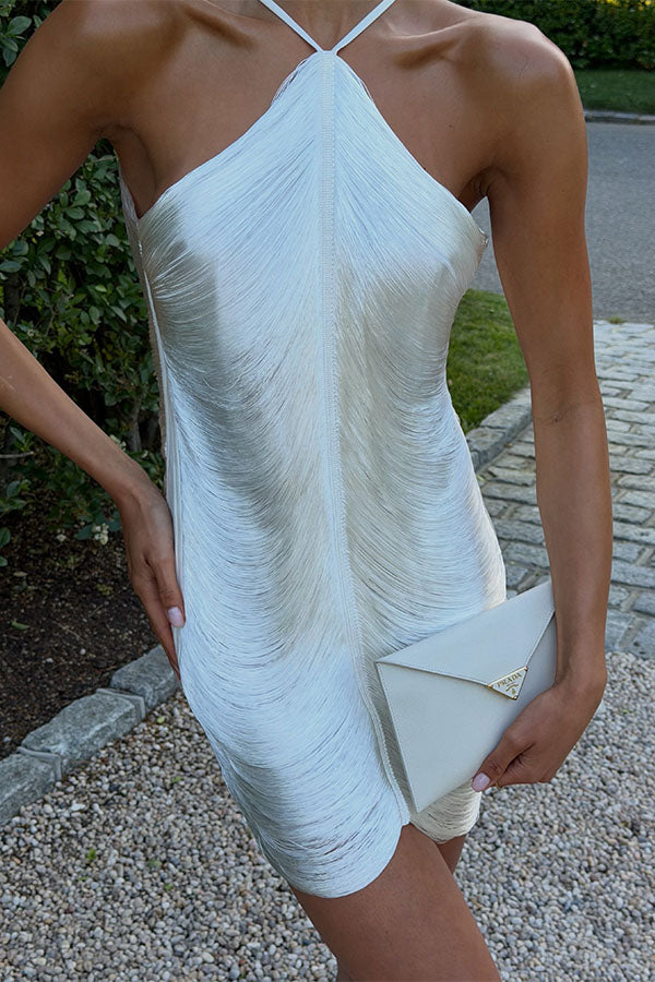 Giselle Tassel Halter Mini Dress