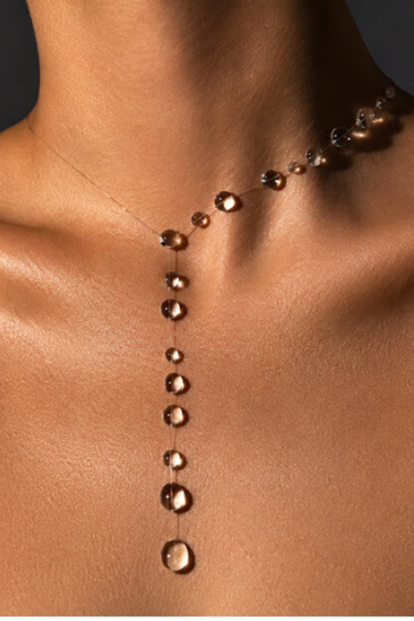 Clear Crystal Dewdrop Collarbone Necklace