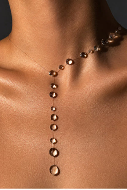 Clear Crystal Dewdrop Collarbone Necklace