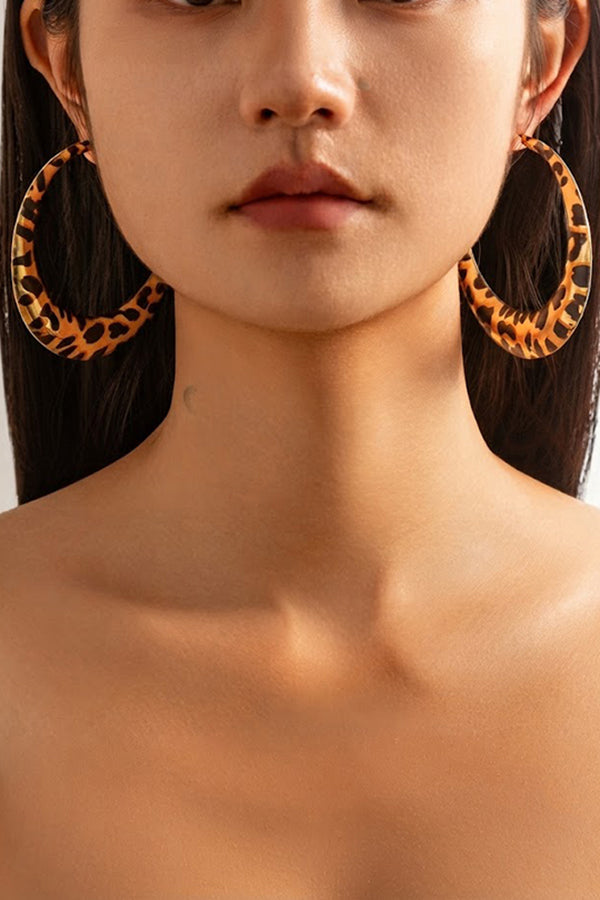 Leopard-print Hoop Earrings