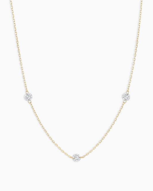 18K Floating Diamond Stationary Trio Necklace
