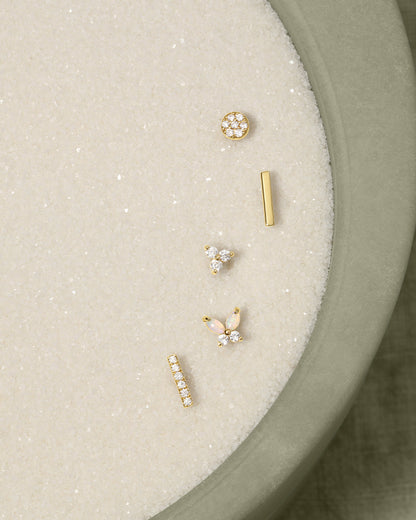 14K Diamond Bali Flat Back Studs