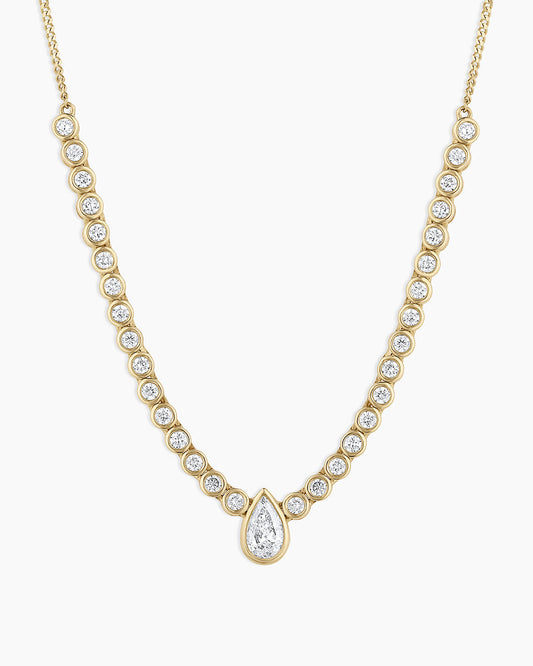 14K Lab Grown Diamond Pear Row Necklace