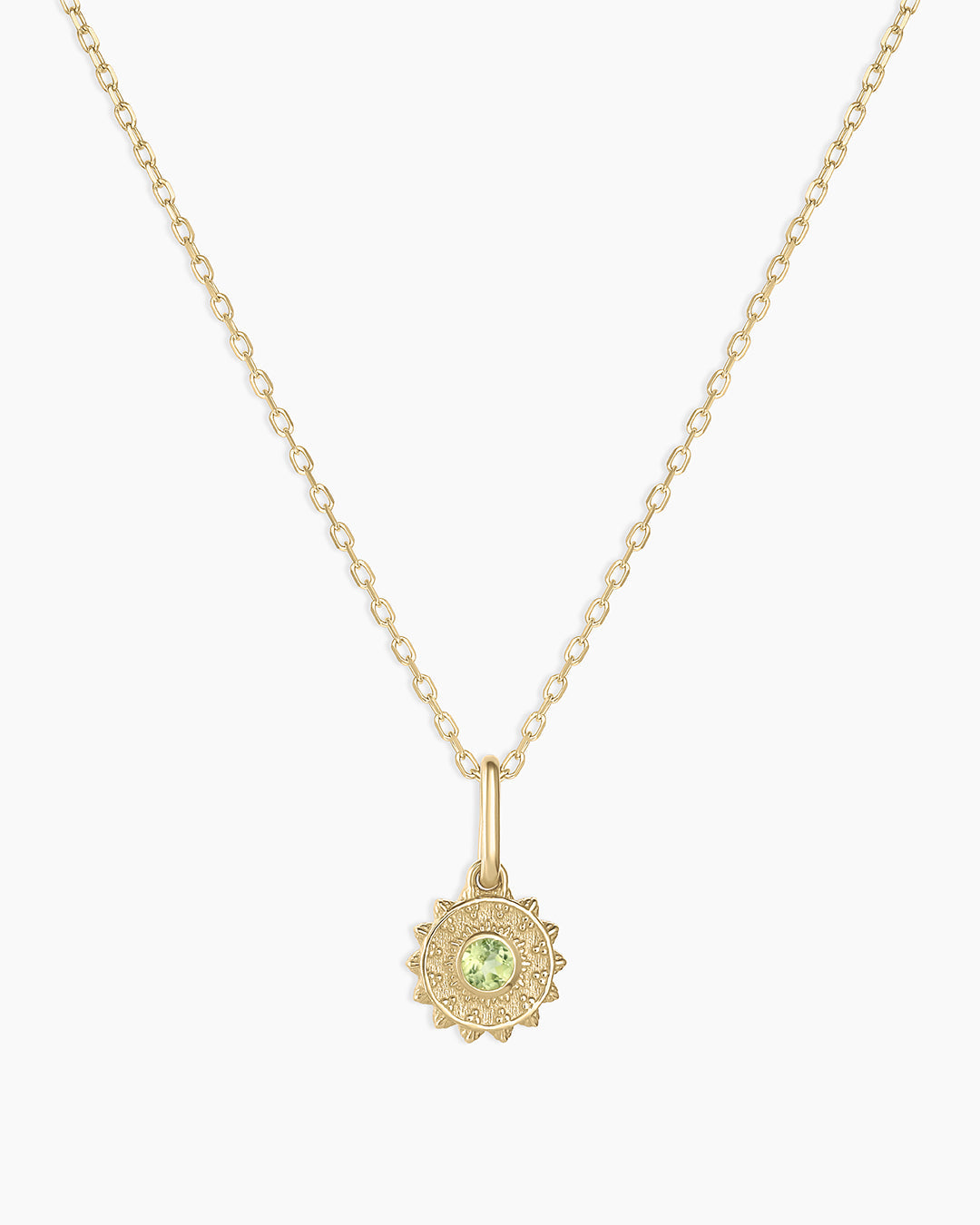 14K Gold Sun Birthstone Charm Necklace