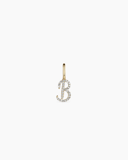 14K Diamond Script Alphabet Charm