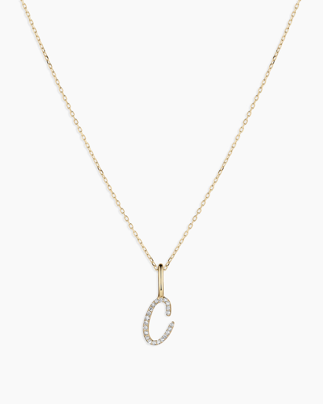14K Diamond Script Alphabet Charm Necklace