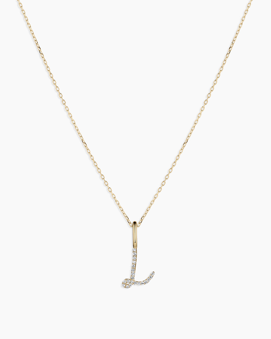 14K Diamond Script Alphabet Charm Necklace