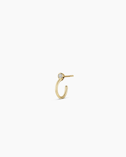 14K Lab Grown Diamond Circle Stud Single Huggie