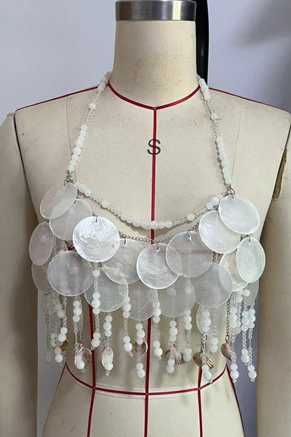 Sequin Bra Body Chain with Tassels