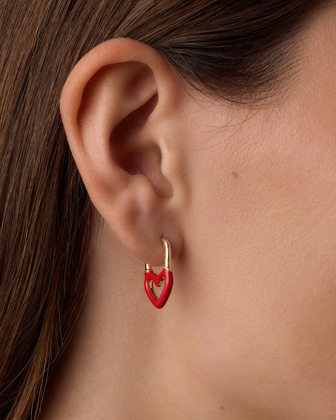 Open Heart Enamel Padlock Huggies