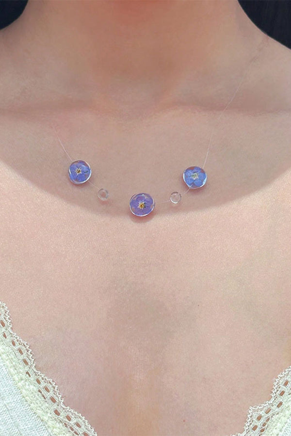 Clear Crystal Dewdrop Collarbone Necklace