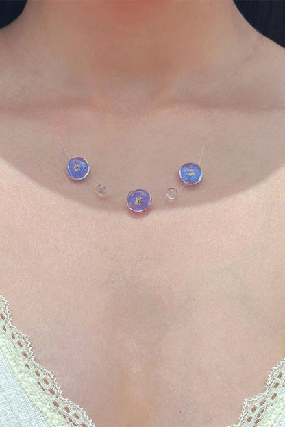 Clear Crystal Dewdrop Collarbone Necklace