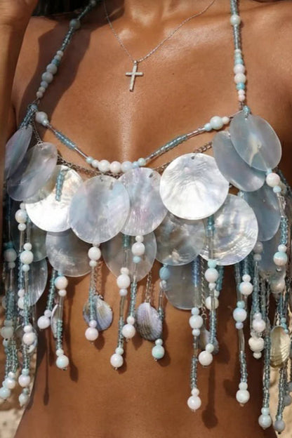 Sequin Bra Body Chain with Tassels