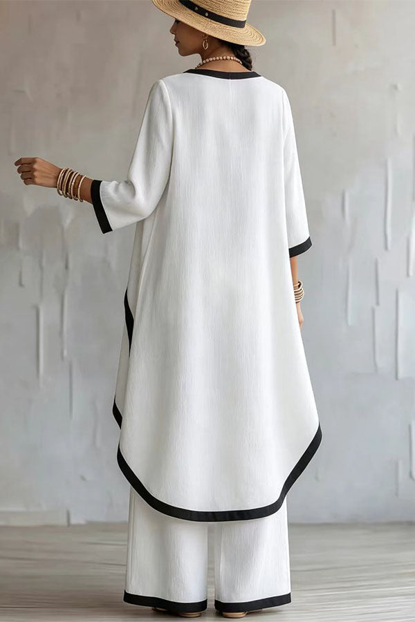 Minimalist Asymmetric Tunic & Wide-Leg Trouser Set