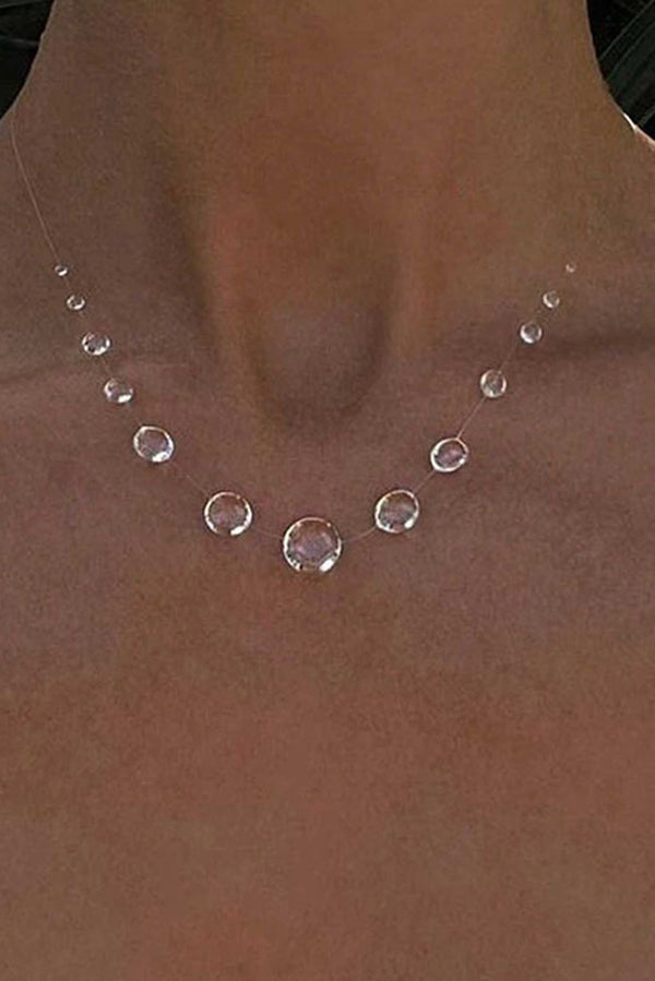 Clear Crystal Dewdrop Collarbone Necklace