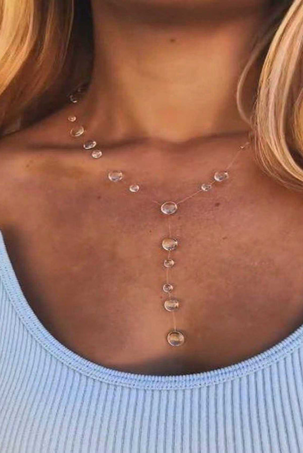 Clear Crystal Dewdrop Collarbone Necklace