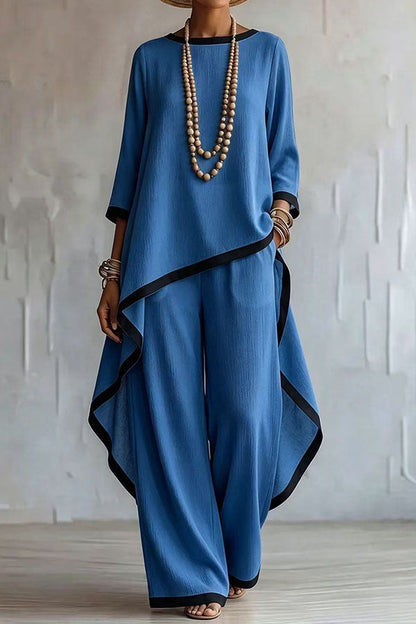 Minimalist Asymmetric Tunic & Wide-Leg Trouser Set
