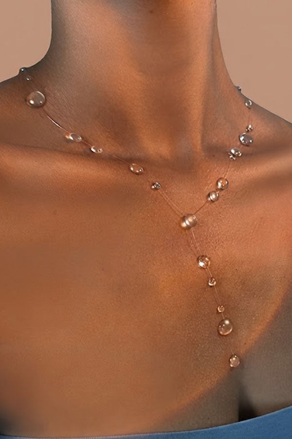Clear Crystal Dewdrop Collarbone Necklace