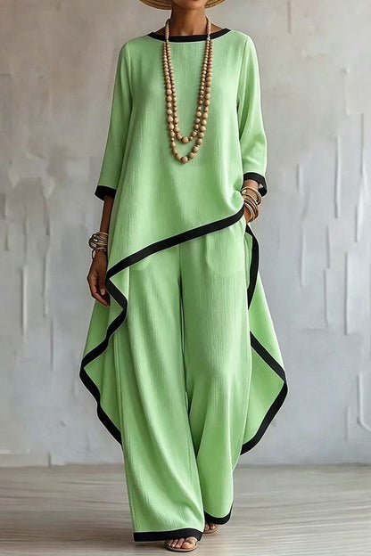 Minimalist Asymmetric Tunic & Wide-Leg Trouser Set