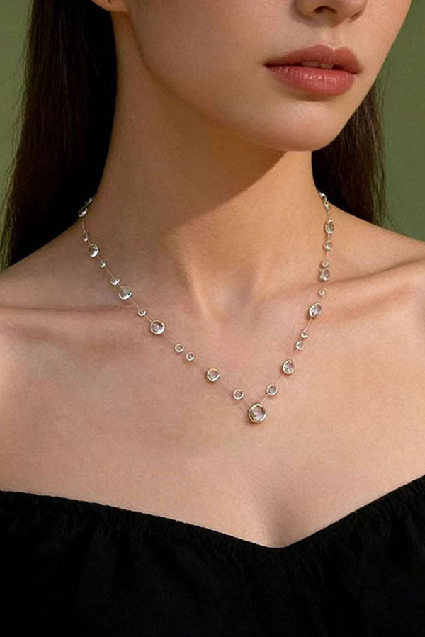 Clear Crystal Dewdrop Collarbone Necklace
