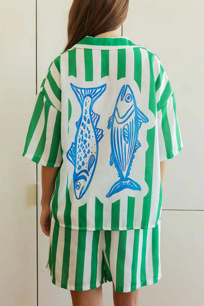 Seaside Holiday Striped Loungewear Set