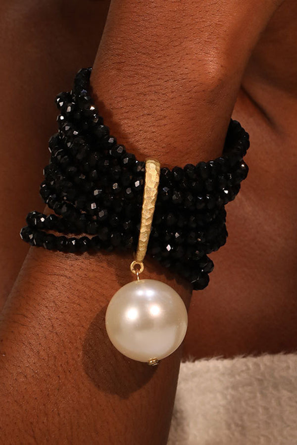 Multi-strand Faux Crystal Bead Bracelet