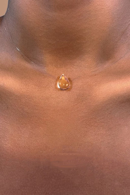 Clear Crystal Dewdrop Collarbone Necklace