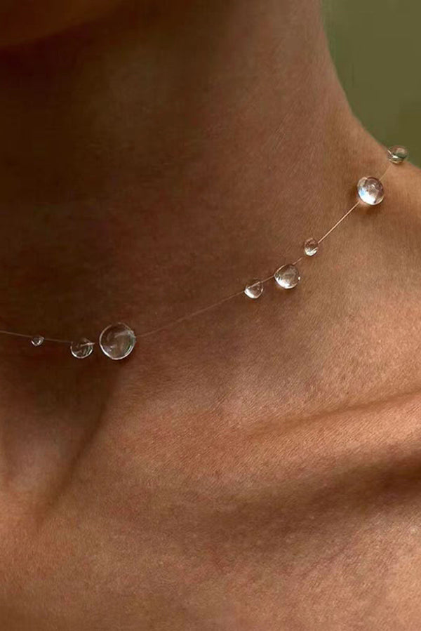 Clear Crystal Dewdrop Collarbone Necklace
