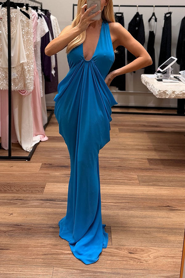 Saffron Muse Draped Halter Dress