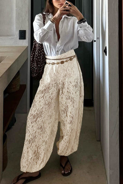 Ibiza Breeze Floral Lace Lantern Pants
