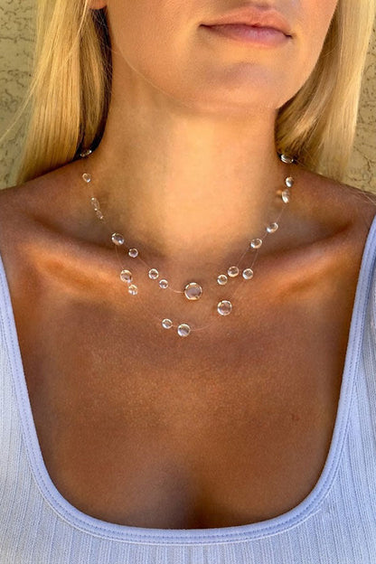 Clear Crystal Dewdrop Collarbone Necklace