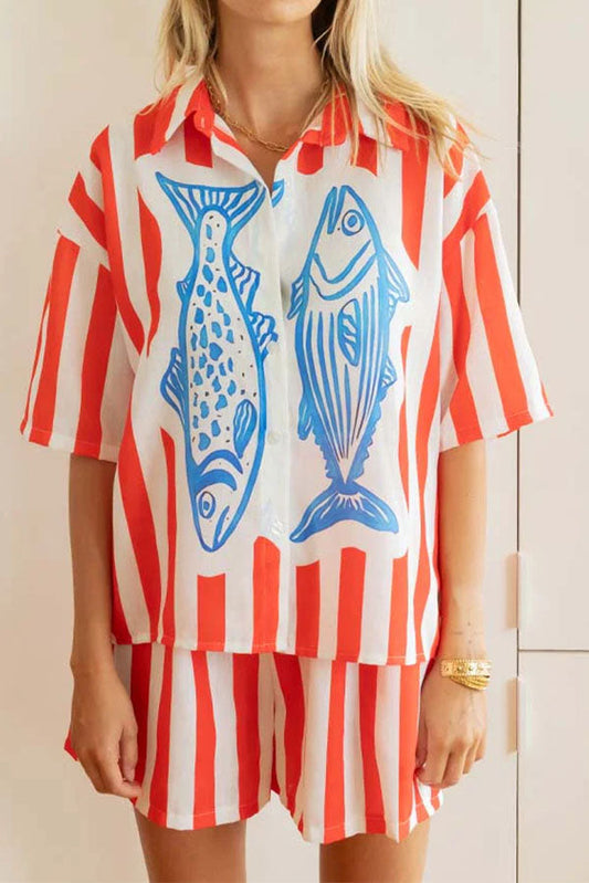 Seaside Holiday Striped Loungewear Set