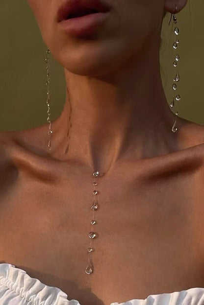 Clear Crystal Dewdrop Collarbone Necklace