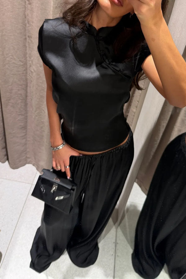 Aurelia Metallic Satin Jogger Pants