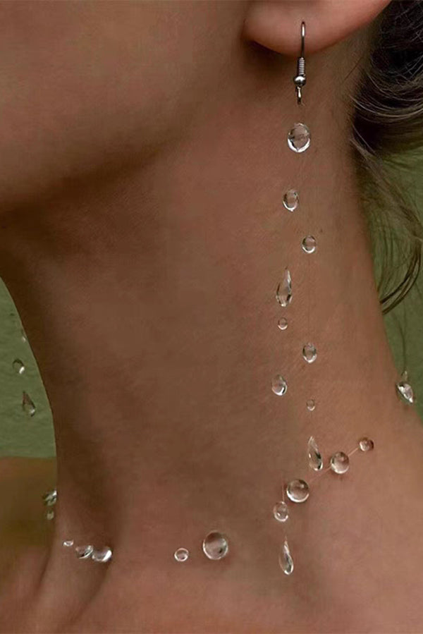 Clear Crystal Dewdrop Collarbone Necklace