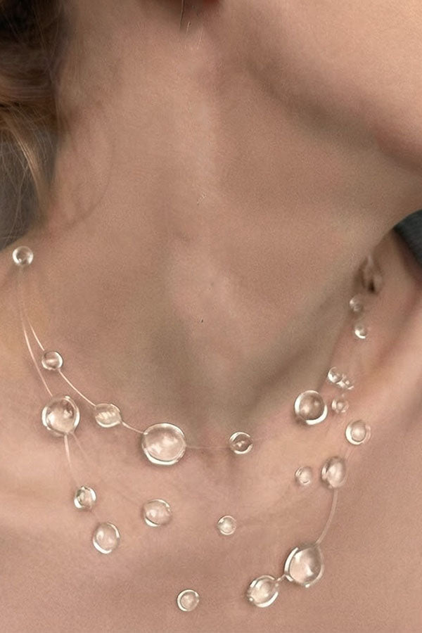 Clear Crystal Dewdrop Collarbone Necklace
