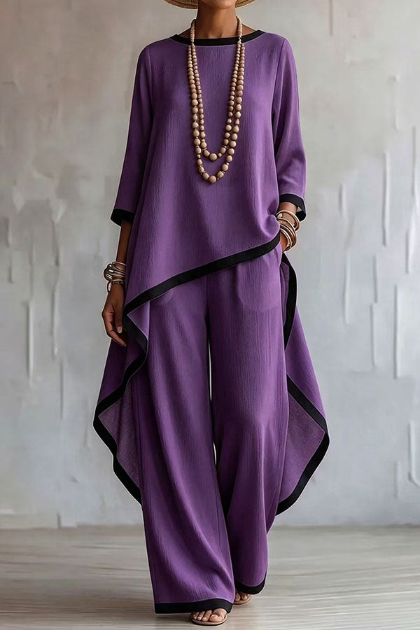 Minimalist Asymmetric Tunic & Wide-Leg Trouser Set