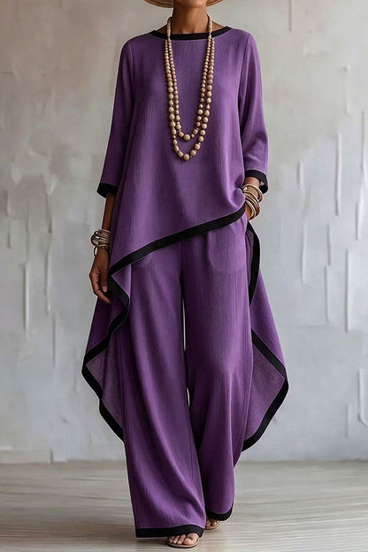 Minimalist Asymmetric Tunic & Wide-Leg Trouser Set