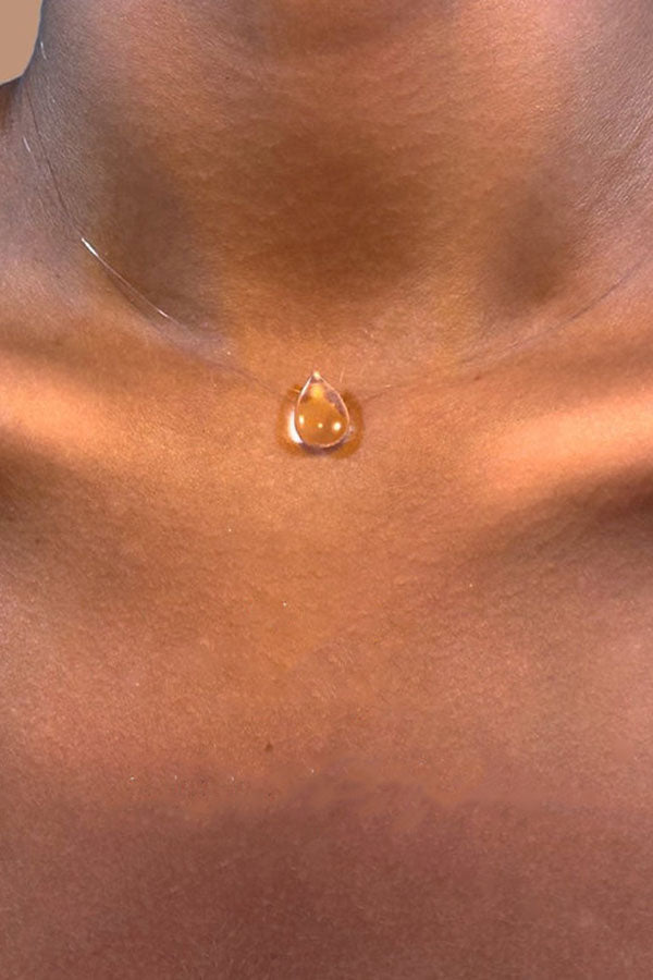 Clear Crystal Dewdrop Collarbone Necklace