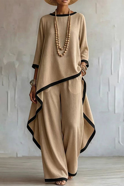 Minimalist Asymmetric Tunic & Wide-Leg Trouser Set