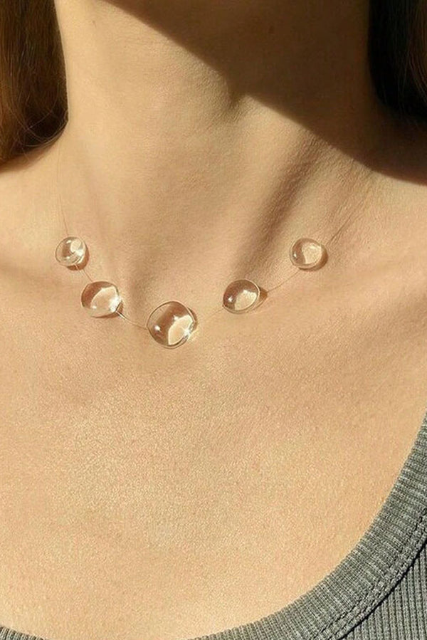 Clear Crystal Dewdrop Collarbone Necklace