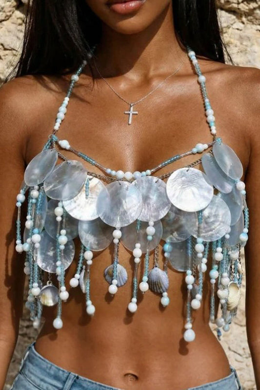 Sequin Bra Body Chain with Tassels