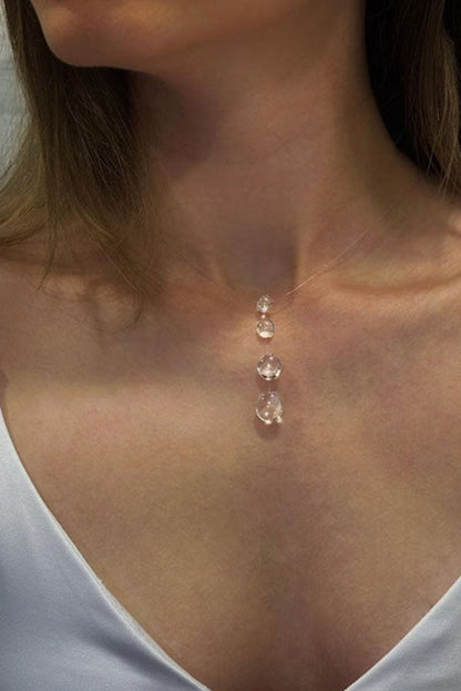 Clear Crystal Dewdrop Collarbone Necklace
