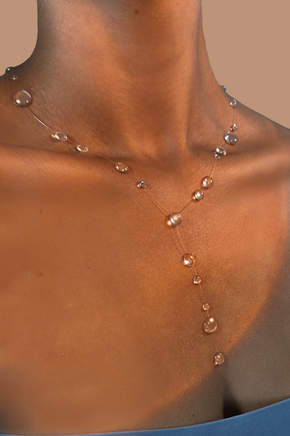 Clear Crystal Dewdrop Collarbone Necklace