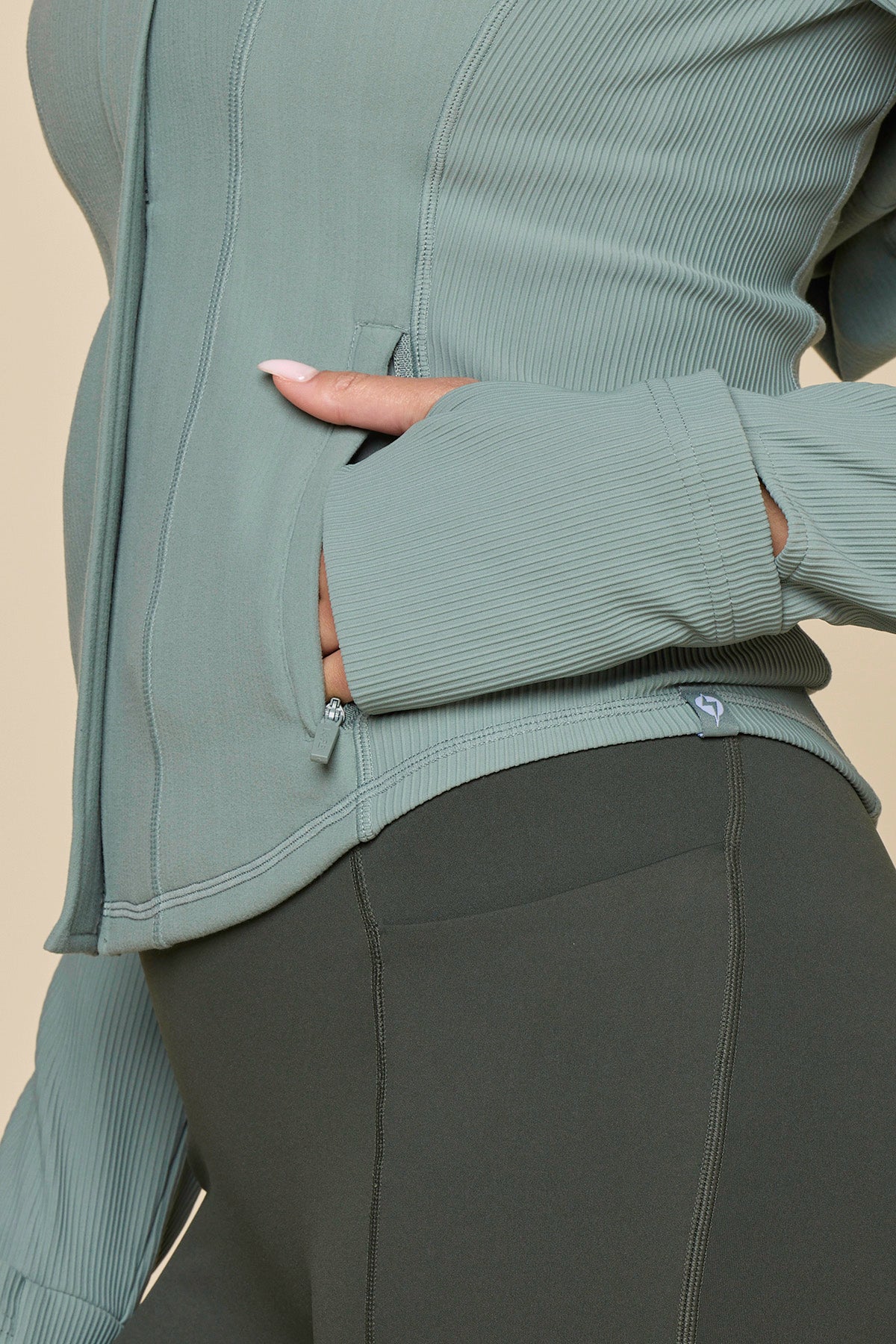 Corset Zip Jacket - Fog Green