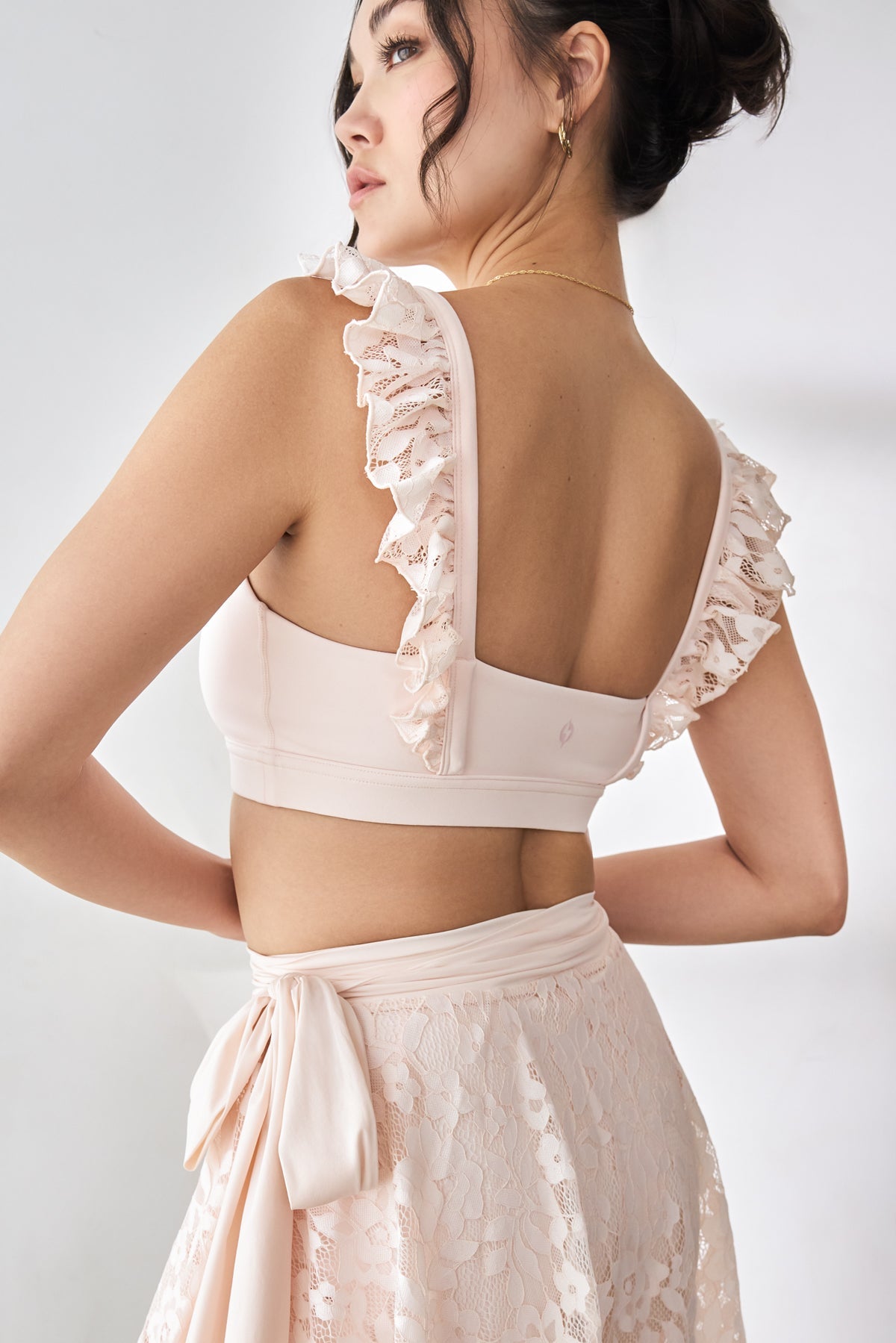 Romance Lace Ruffle Bra  - Tutu Pink